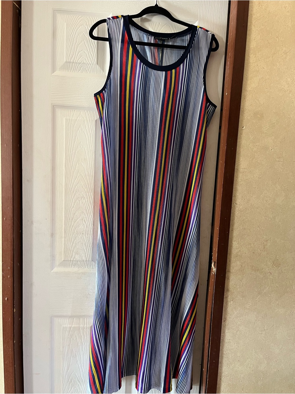 Ashro Colorful Striped Ribbed Knit Sleeveless Maxi Dress - Size L Like New